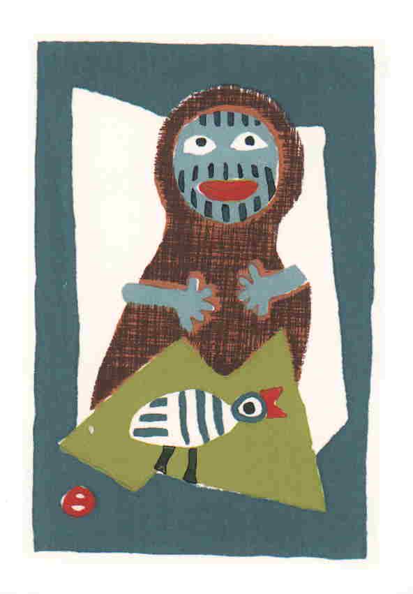 UMETARO AZECHI (1902-1999) - MT WOMAN AND BIRD: Title: UMETARO AZECHI (1902-1999) - MT WOMAN AND BIRD Date: Medium: WOODBLOCK PRINT Print Size: THE PRINT MEASURES 4 1/4 X 6 1/4 INCHES Reserve: $50.00 Shipping: Domestic: Flat-rate of $10.00 to anywh