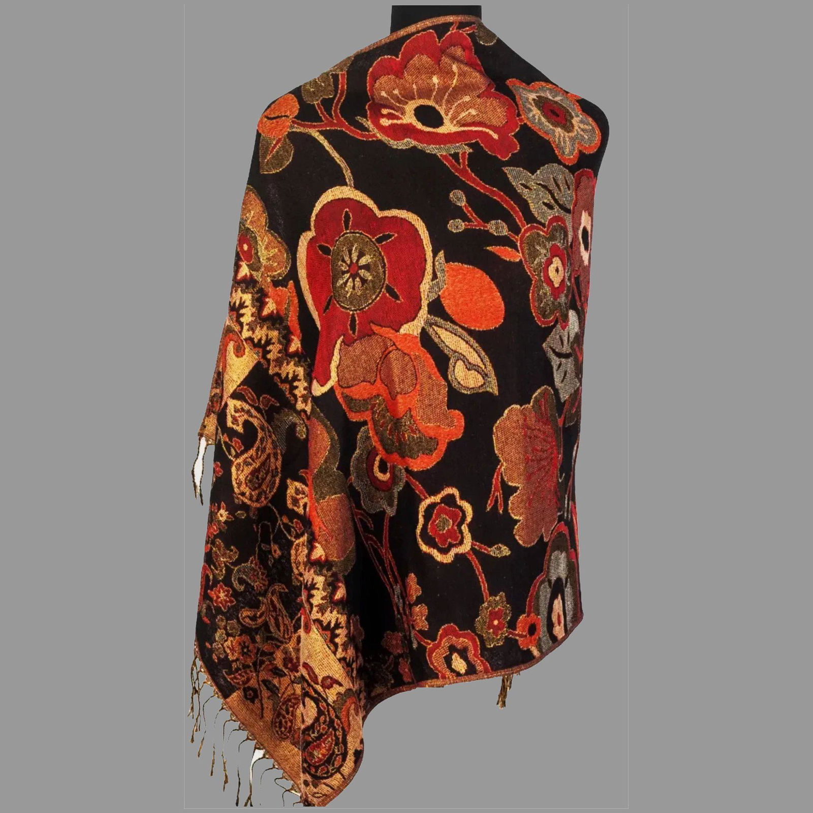 Vtg Classic Pashmina Shawl Scarf Floral Paisley Design (1 of 6)