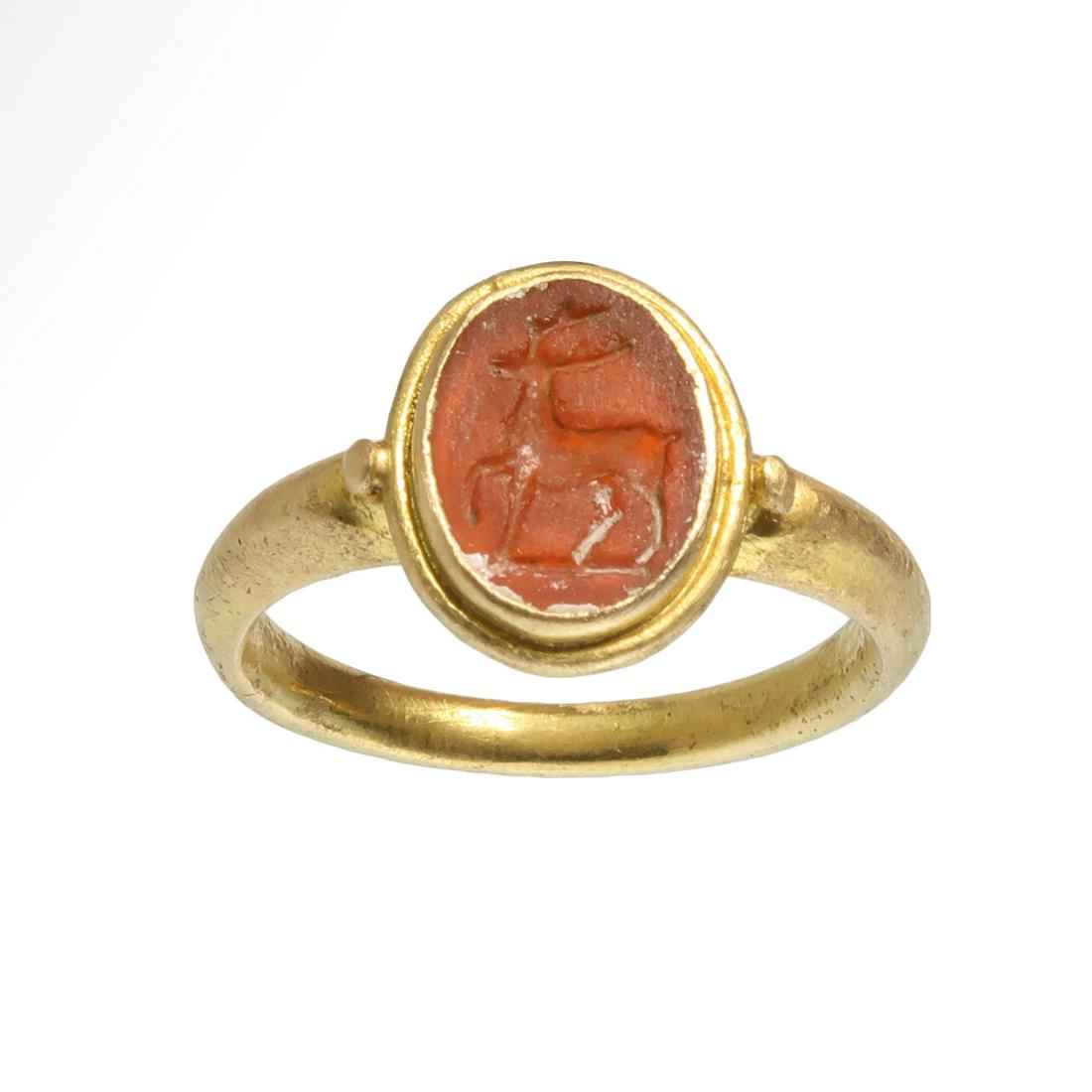 Roman Gold Ring with Stag Intaglio (1 of 6)