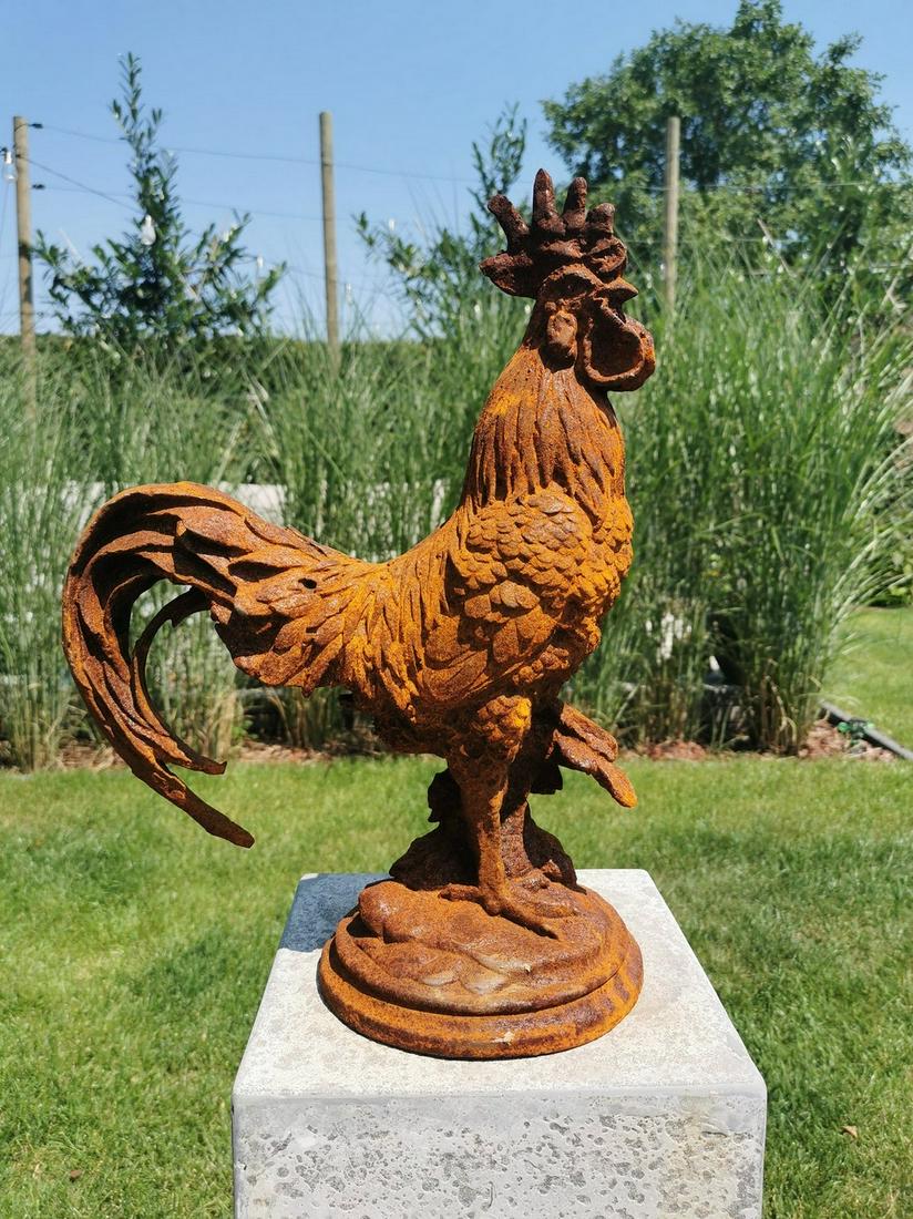 Large Cast iron rooster Garden statue Cast iron garden (1 of 9)