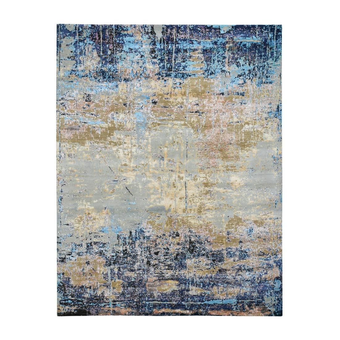 Wool and Silk Abstract Design Hand Knotted Oriental Rug (1 of 12)