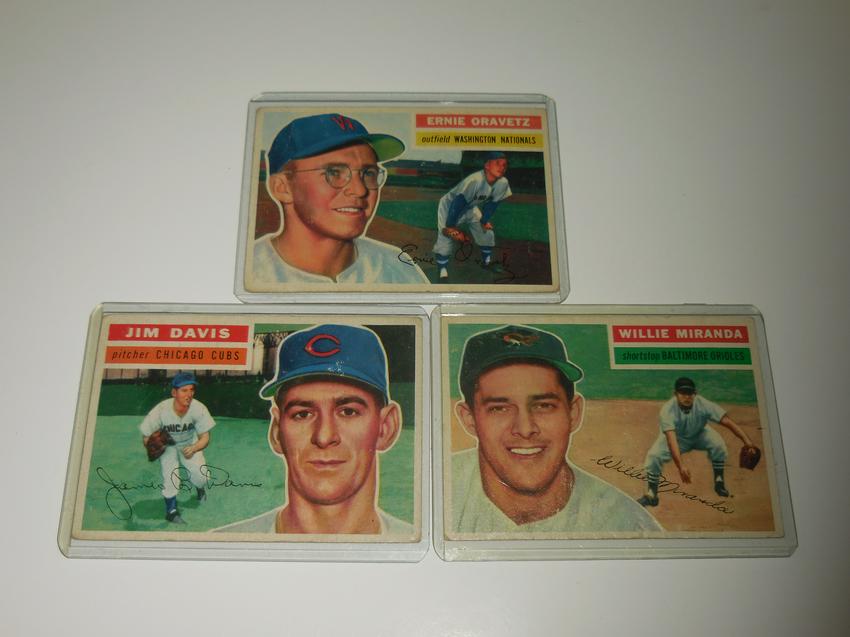 1956 TOPPS VINTAGE BASEBALL 3 CARD LOT (1 of 2)