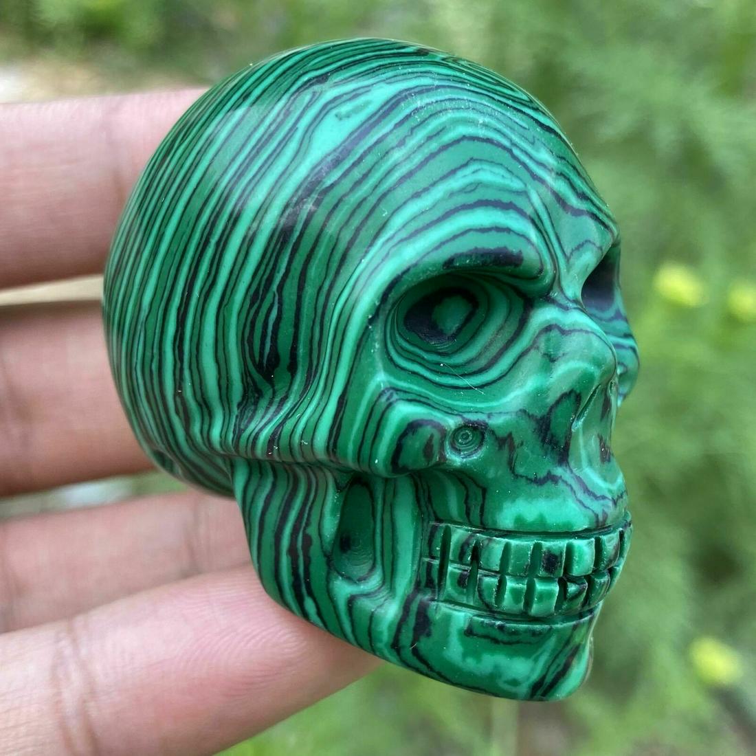 2" malachite stone Quartz Crystal Skull Carved Skull (1 of 6)