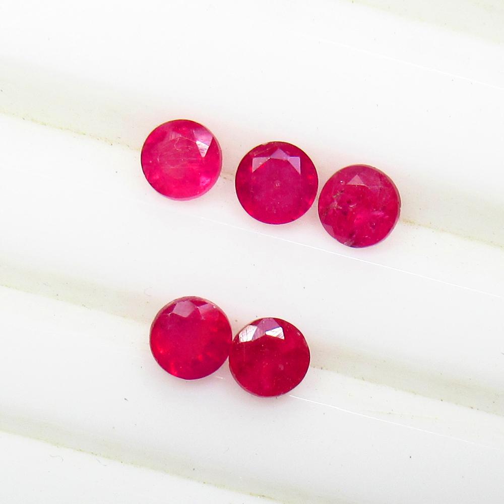 2.03 Ctw Natural 5 Red Ruby Round Set (1 of 2)
