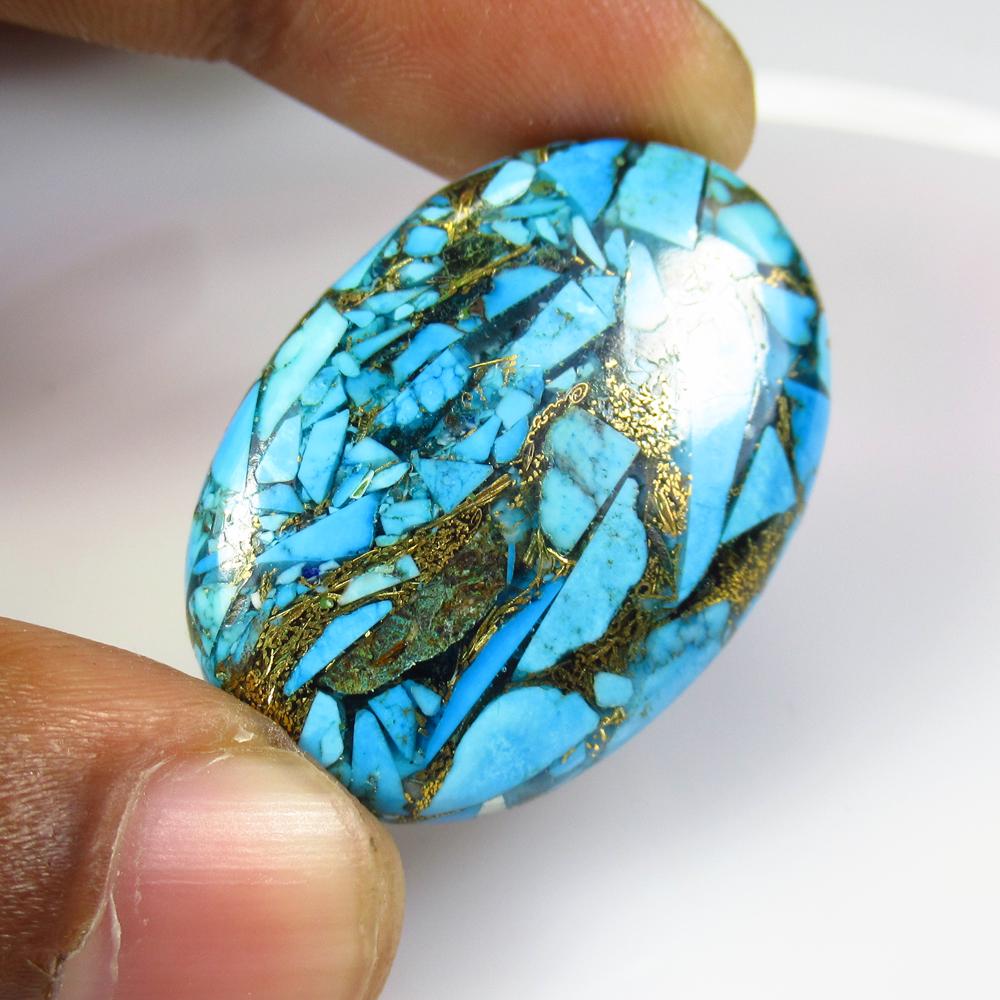 40.52 Ctw Natural Copper Turquoise Oval Cab (1 of 3)