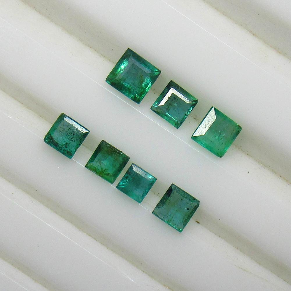 1.48 Ctw Natural 7 Zambian Emerald Square Set (1 of 3)