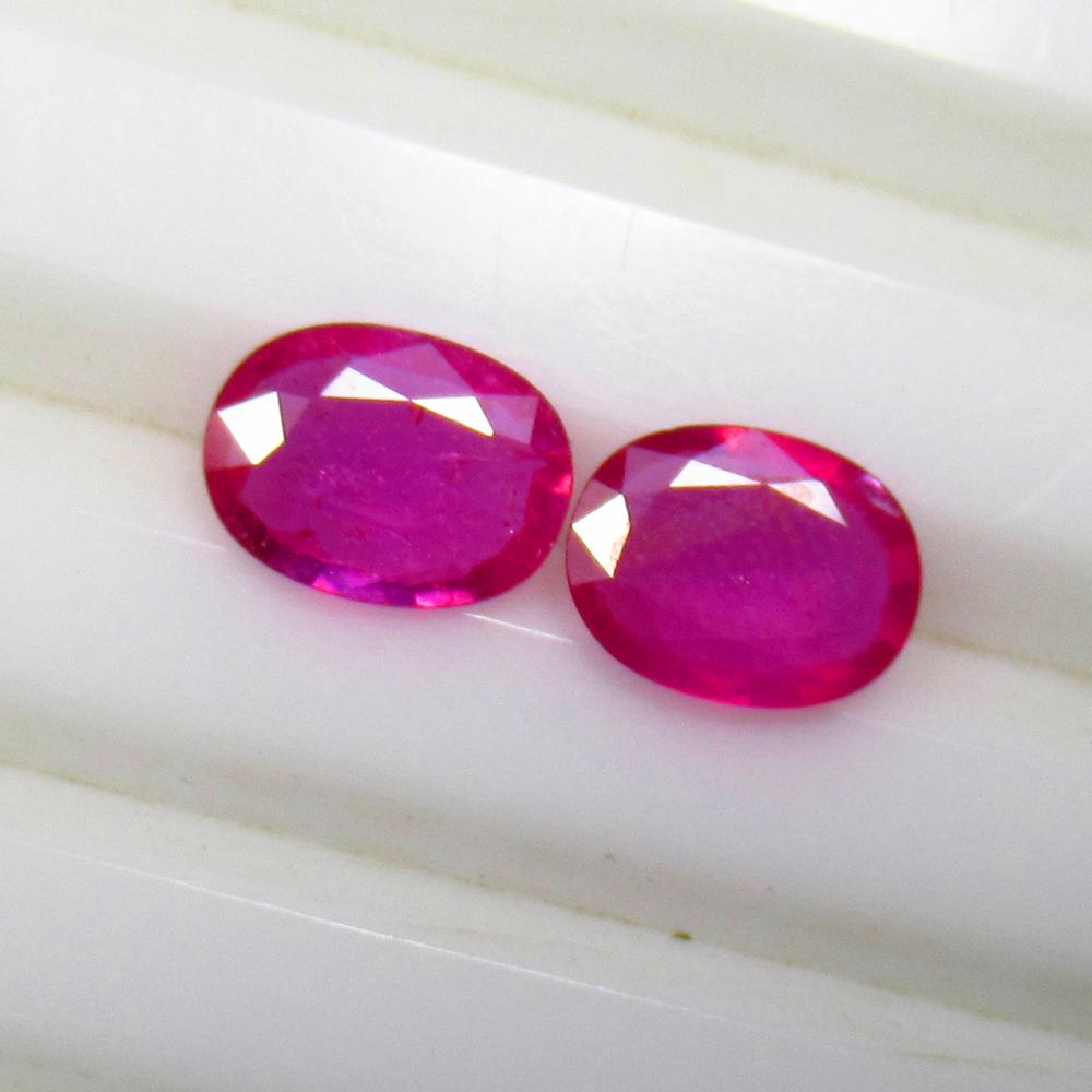 2.30 Ctw Natural Mozambique Pinkish Ruby Oval Pair (1 of 2)