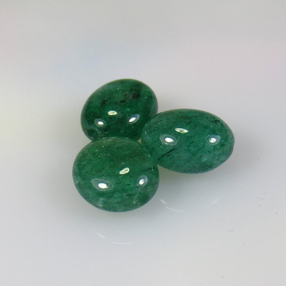 11.21 Ctw Natural 3 Drilled Emerald Dumble Beads (1 of 2)