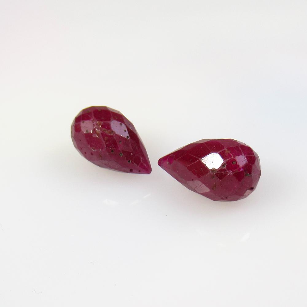 11.90 Ctw Natural 2 Mozambique Red Ruby Pear Drop Beads (1 of 2)