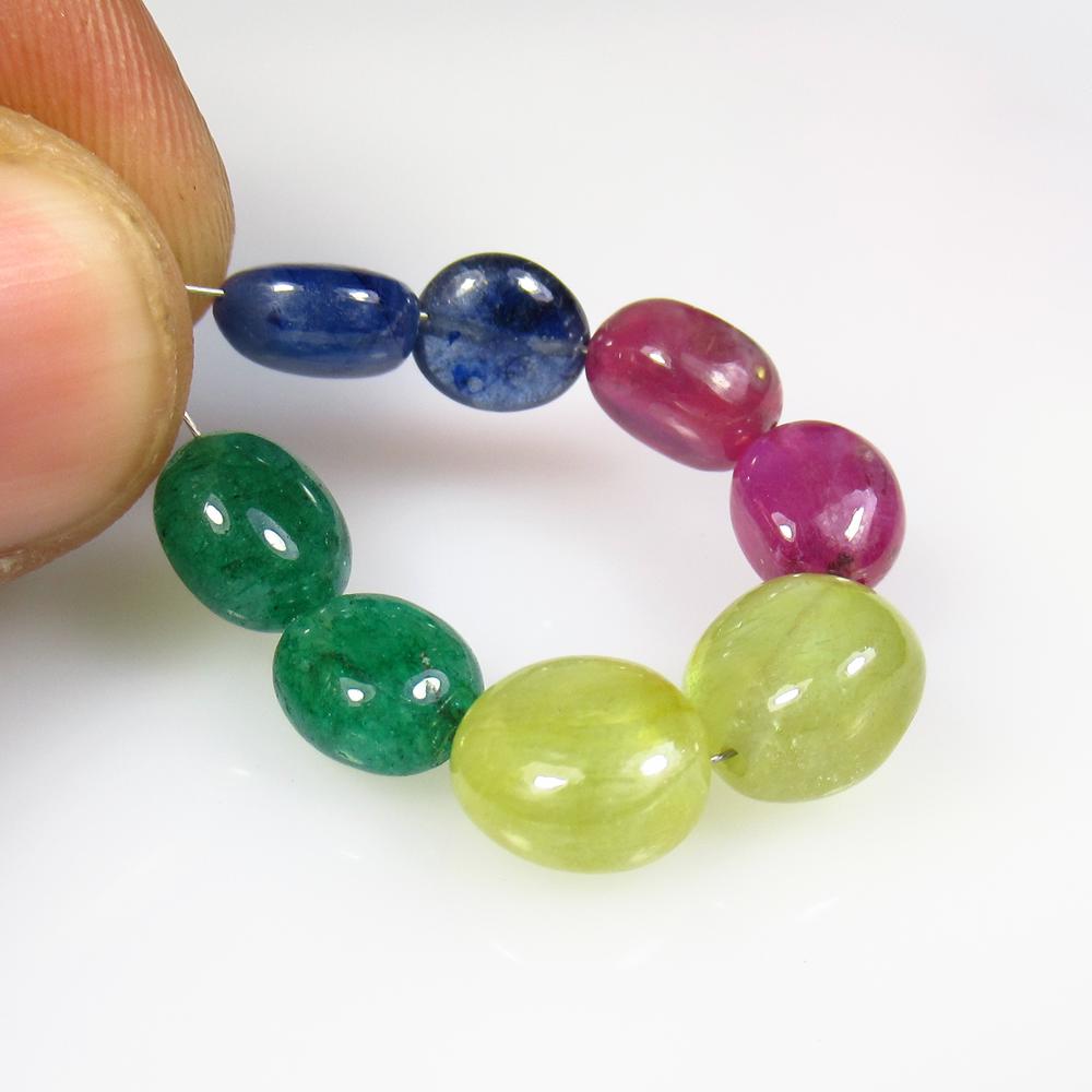 28.72 Ctw Natural 8 Ruby Sapphire Emerald Mixed Beads (1 of 2)