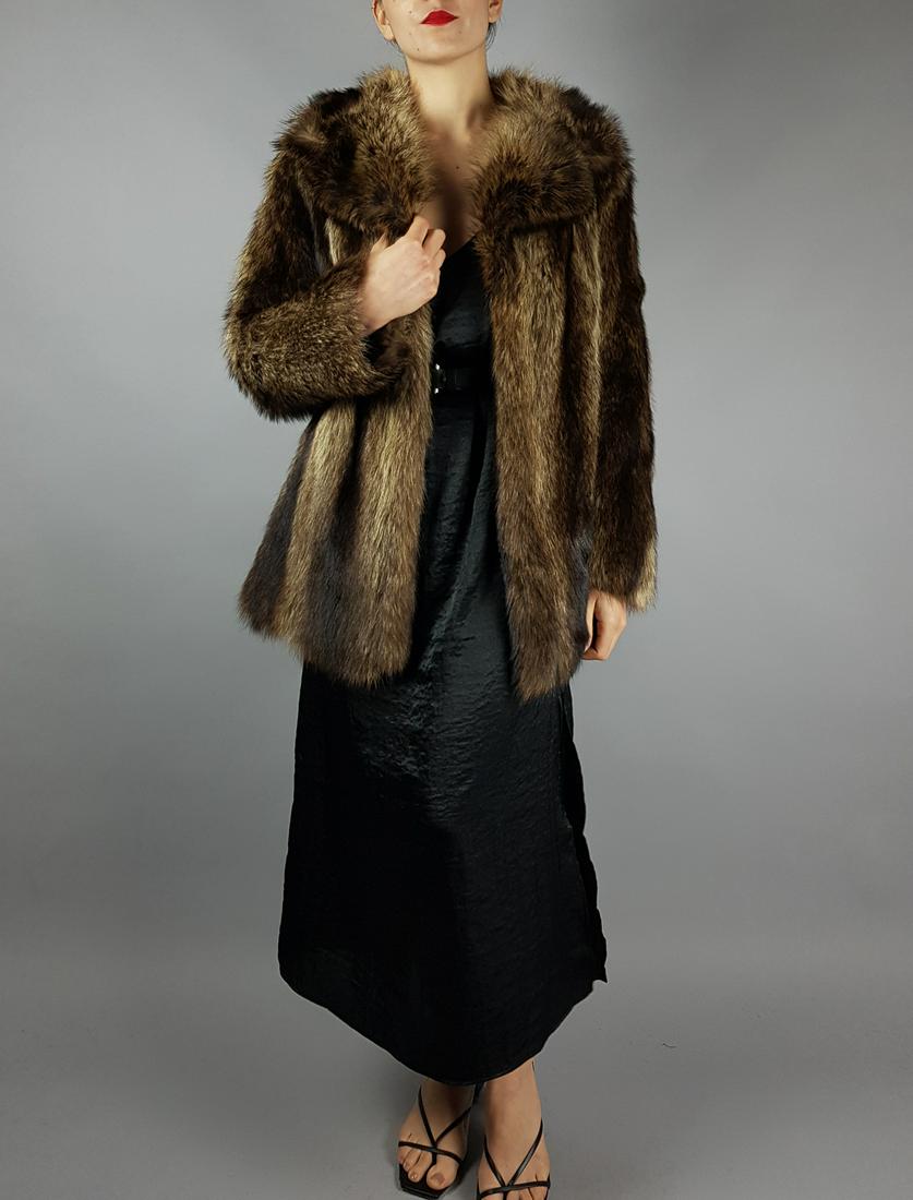 BROWN RACCOON FUR JACKET (1 of 10)