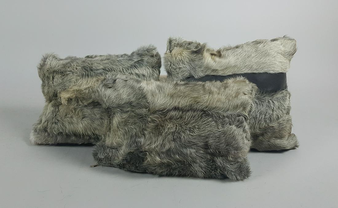 SET OF LAMB FUR PILLOWS: Title: SET OF LAMB FUR PILLOWS Dimensions: Measurements: 35X34cm - 34X27cm - 34X23CM; Description: We offer in house shipping - Fedex shipping = $45; 7-10working days; Combine shipping + $15 per item 