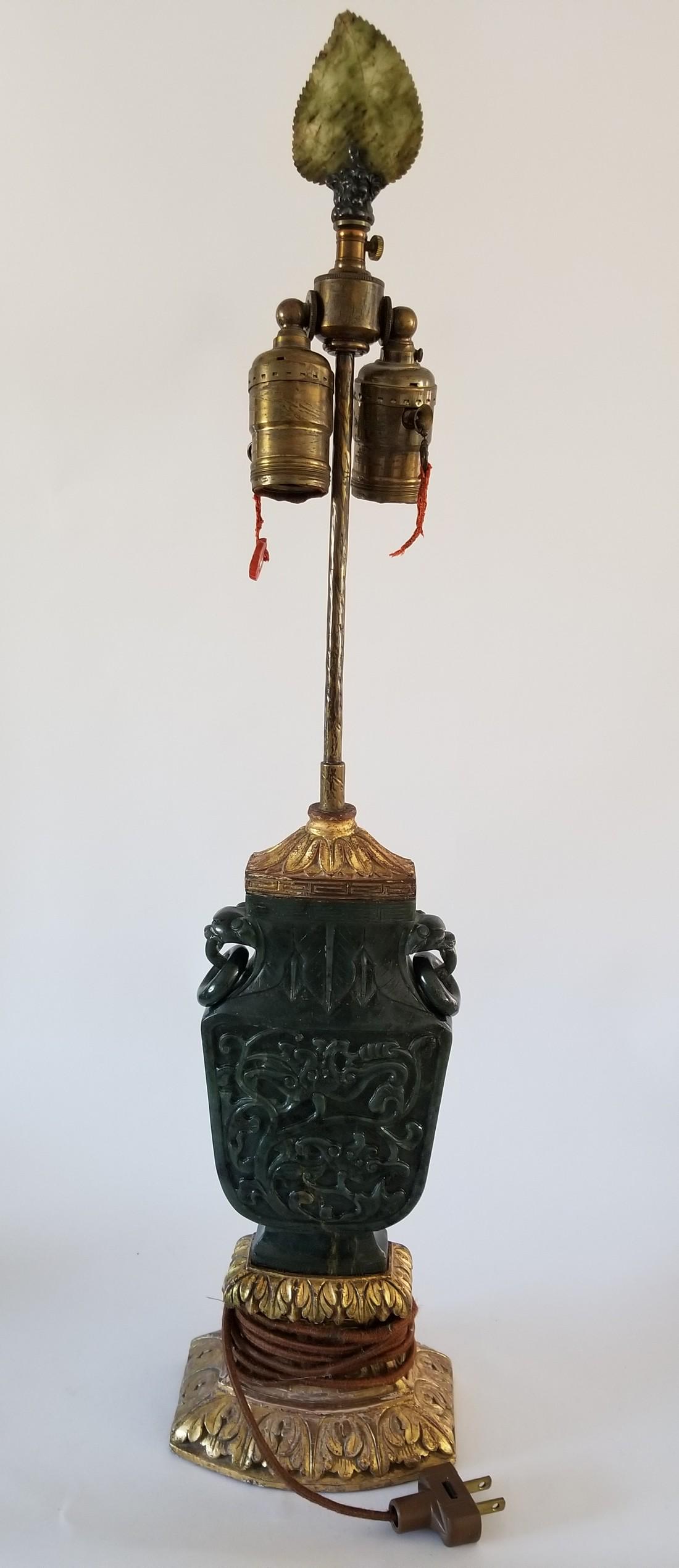 Rare Chinese Jade As Lamp Base - Urn Converted to Lamp (1 of 15)