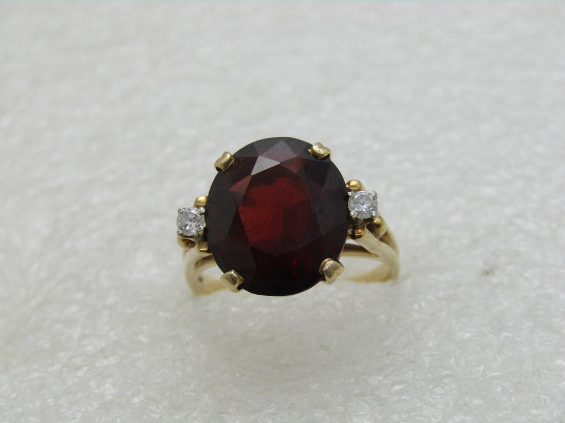 Vintage 14kt Garnet & Moissanite Ring, F&F Felger's, (1 of 8)