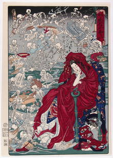 Kawanabe KYOSAI (1831-89), Hell Courtesan: Title: Hell Courtesan'Artist: Kawanabe KYOSAI (1831-89)Series: Drawings for Pleasure by Kyosai ('Kyosai rakuga'; no. 9 of the series)Date: 1874 (the original edition; this impression made from recut