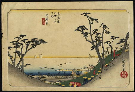 Japanese living museum early float world to woodcut: Title: Japanese living museum early float world to woodcut printmaking-Painted by nameArtist: HiroshigeSeries: Date: Tianbao eraMedium:Japanese Woodblock PrintSize/Format: 35*22.5cm 38*26cmNotes: