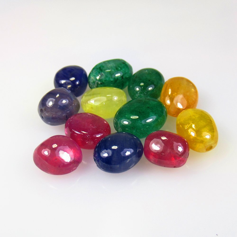 52.16 Ctw Natural 12 Ruby Sapphire Emerald Mixed Beads (1 of 2)