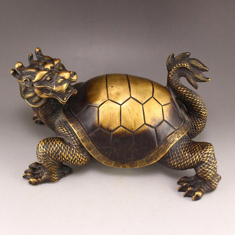 2 Kg Chinese Red Copper Dragon Turtle Statue (1 of 5)