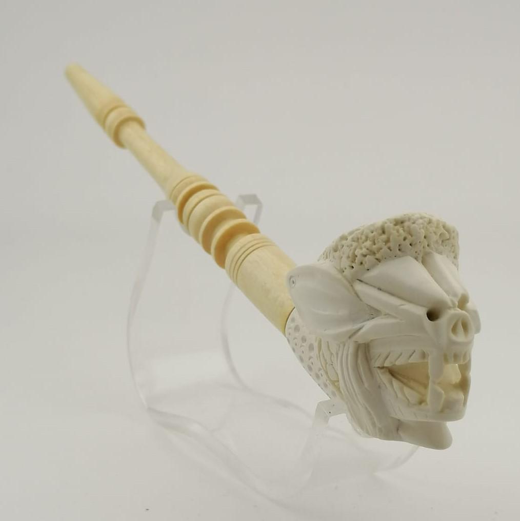 Demon,Long stem,Gypsy style,Hand carved Meerschaum Pipe (1 of 10)