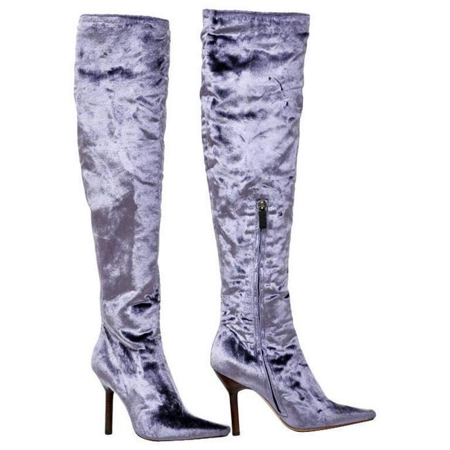 F/W 1999 VINTAGE TOM FORD FOR GUCCI VELVET OVER THE: F/W 1999 GUCCI VELVET OVER KNEE BOOTS RICH, LUXURIOUS AND SEXY! Velvet Leather lining and sole 4" heel Italy Size 7 B Brand New, in excellent condition. Designer Tom Ford Brand Gucci Dimensions Marked