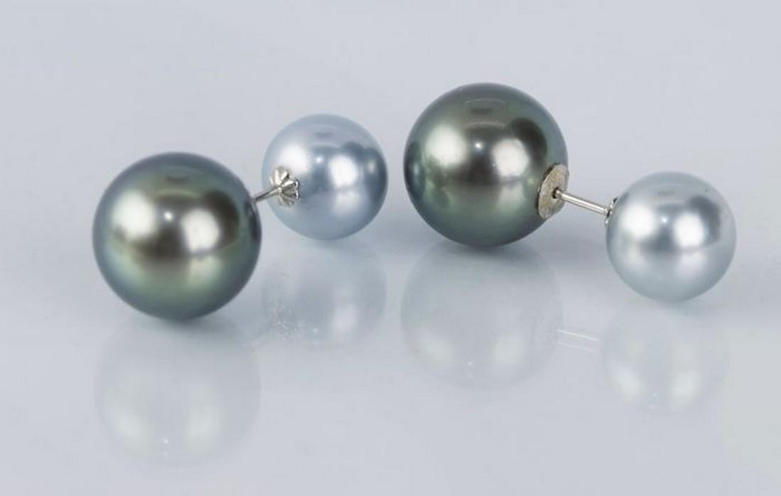 8x11.5mm Round Bright Tahitian Pearls - 18 karaat (1 of 6)