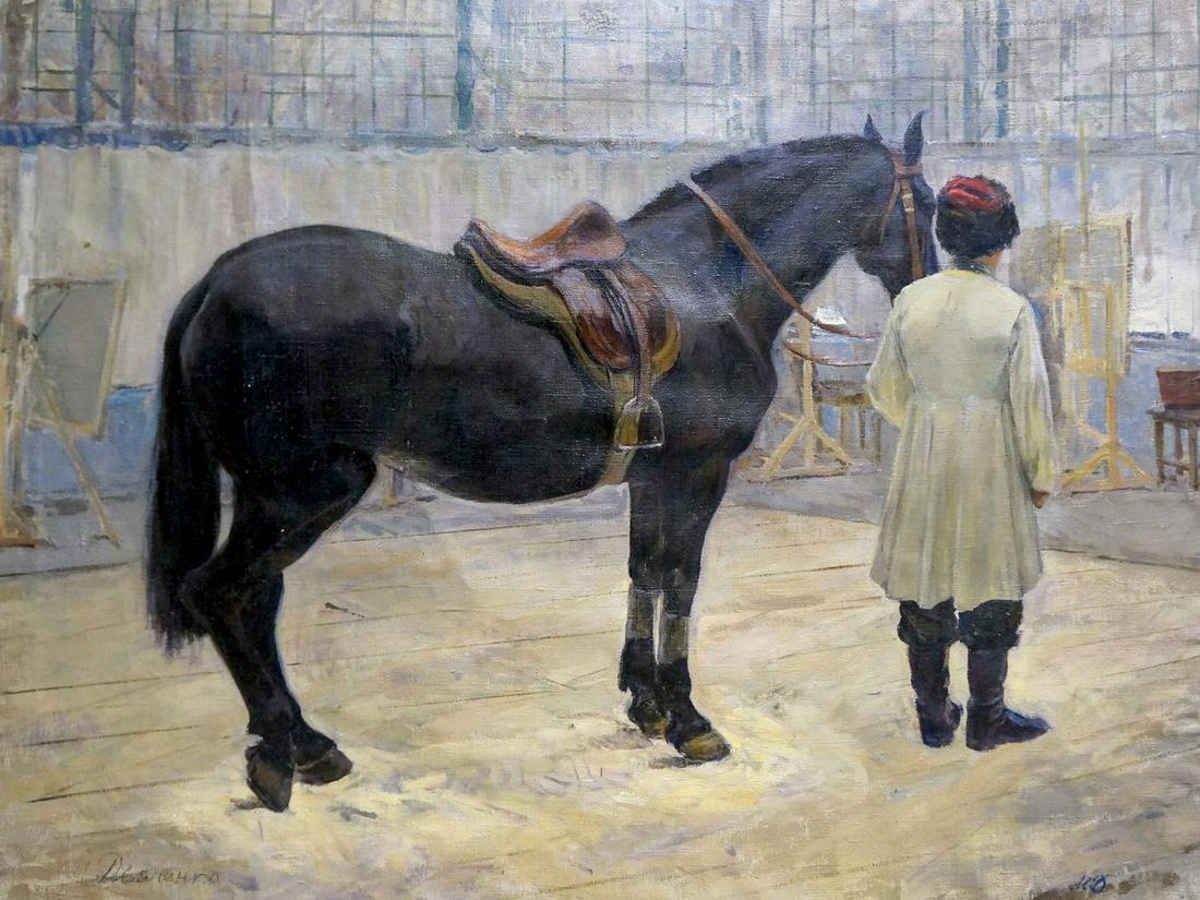 Oil painting Portrait of a boy with a horse Dyachenko (1 of 8)