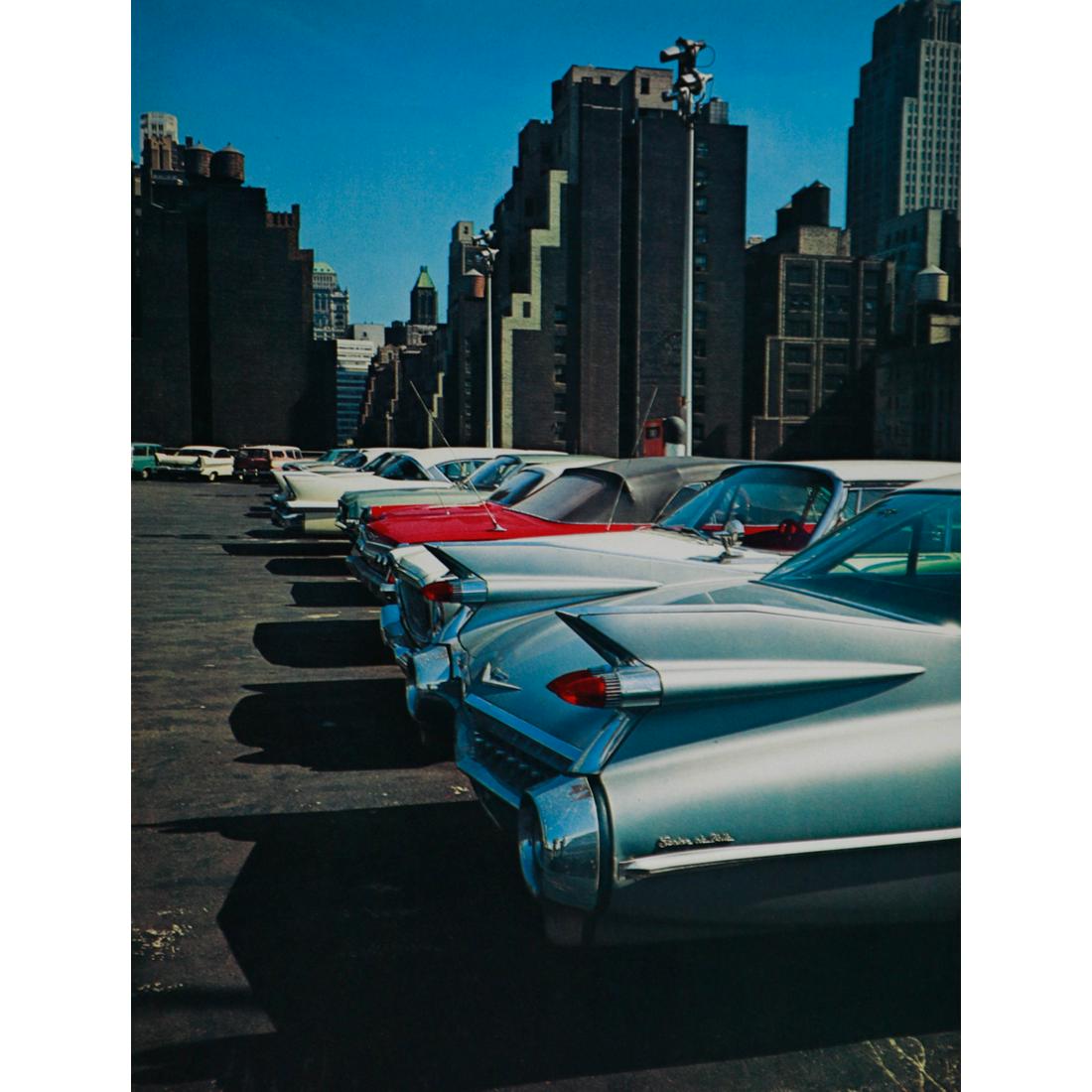 EVELYN HOFER - Rooftop Parking: Artist: EVELYN HOFER Print Title: Roofop Parking Medium: Sheet-fed Gravure Printing Date: 1960's Printed in Switzerland Image Size approx.: 11 x 8.25 inches Evelyn Hofer (1922-2009) was a German-Ameri