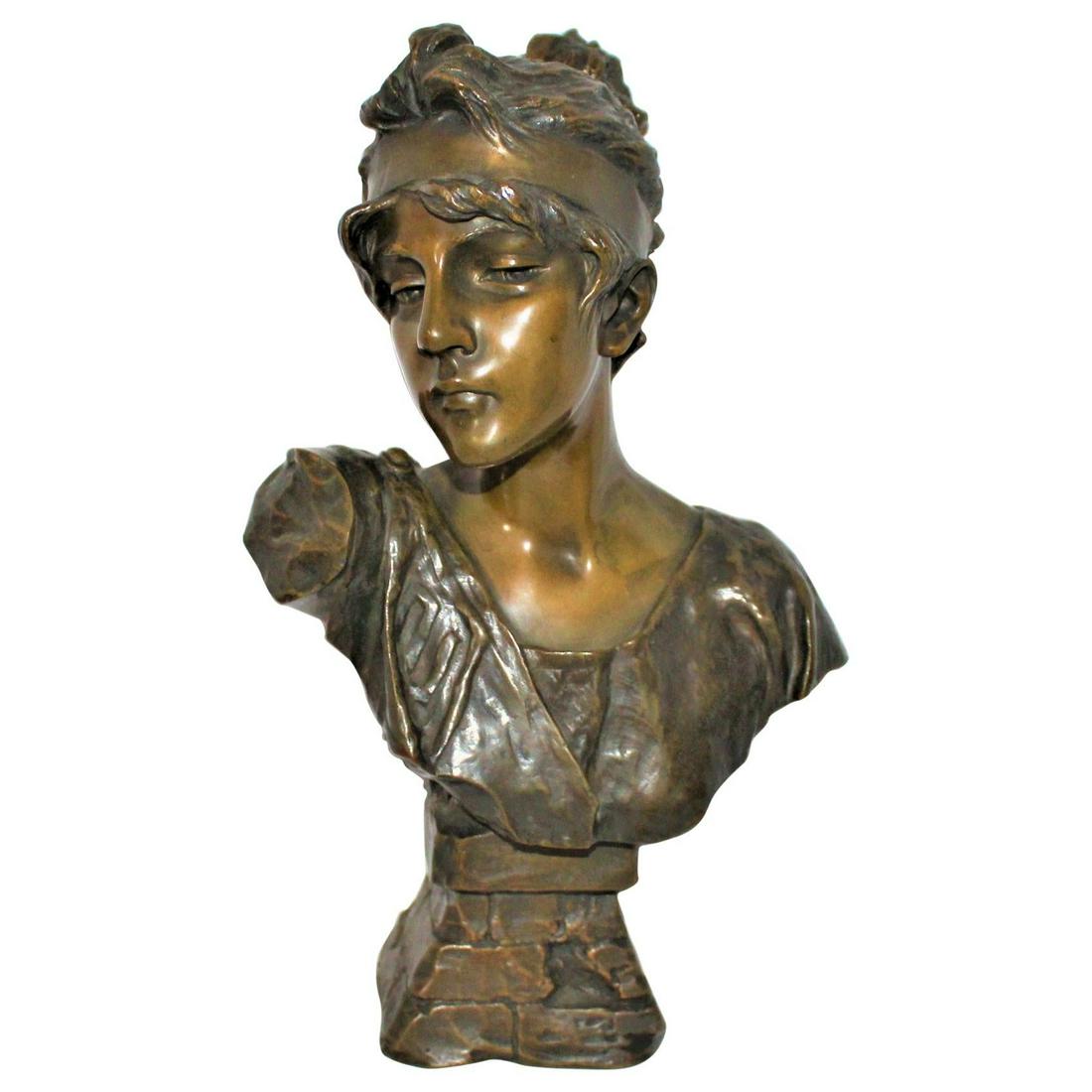 Antique Bust, Art Nouveau by Villanis Bronze Medium (1 of 9)