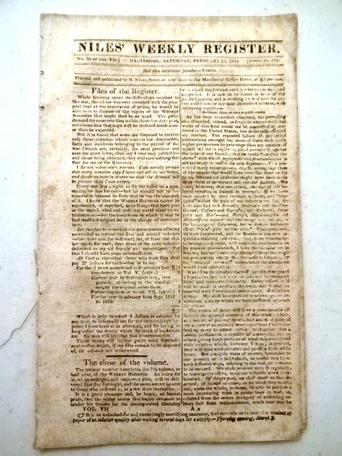 1815 Niles Weekly New Orleans Madison Address (1 of 4)