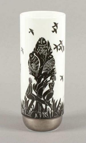 Pastorale Ceramic Vase: Title: Pastorale Ceramic Vase Description: This Pastorale ceramic vase is a wonderful porcelain decorative object designed by the Italian ceramic master and designer Ambrogio Pozzi (Varese, 1931). The