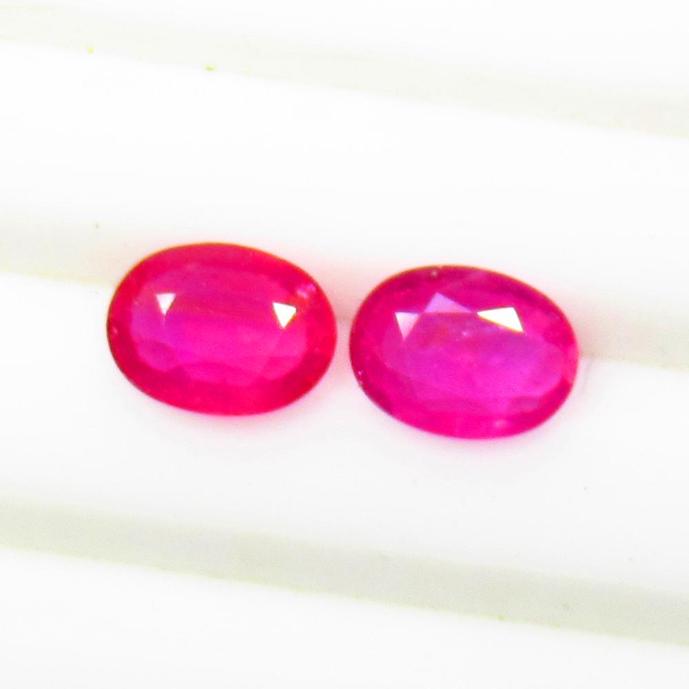 2.46 Ct Natural Mozambique Pinkish Red Ruby Oval Pair (1 of 2)