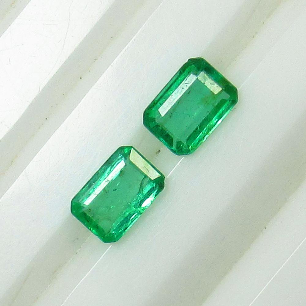 0.80 Ct Natural Zambian Emerald Octagon Pair (1 of 2)