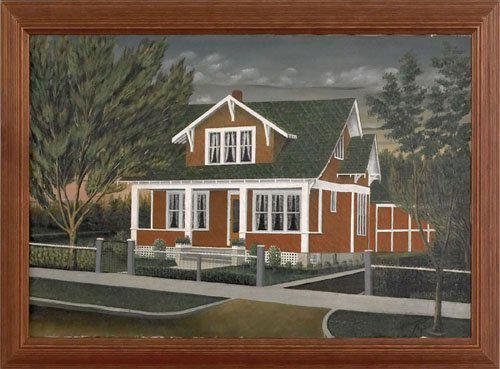 1928 Minnesota House Portrait: This is a wonderful "House Portrait".. It was done in 1928 by "A M Stenstrom" or Andrew Manuel Stenstrom.. It is signed and dated in the lower right corner, "A.M Stenstrom, 1928".. Stenstrom was from 