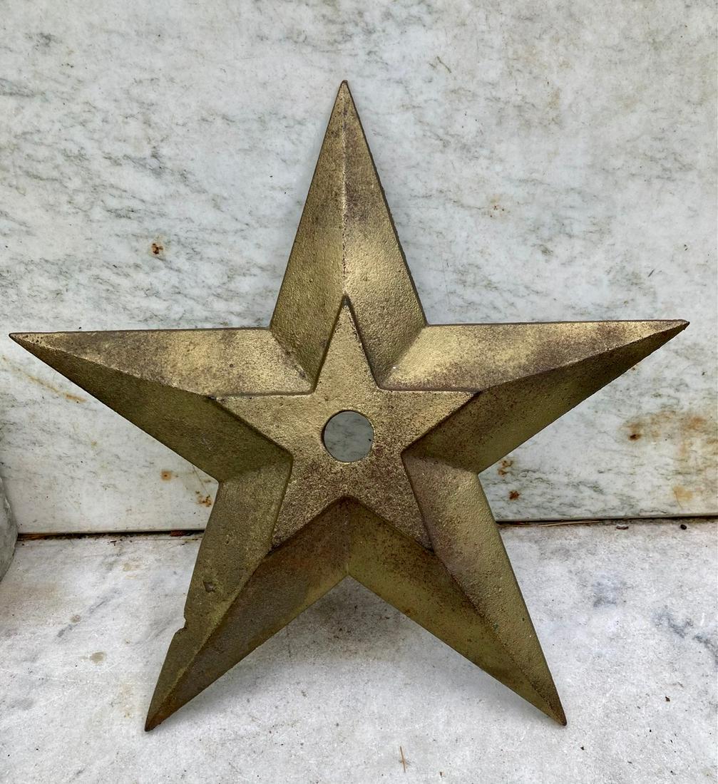 19thc large cast iron star in old gold paint (1 of 5)