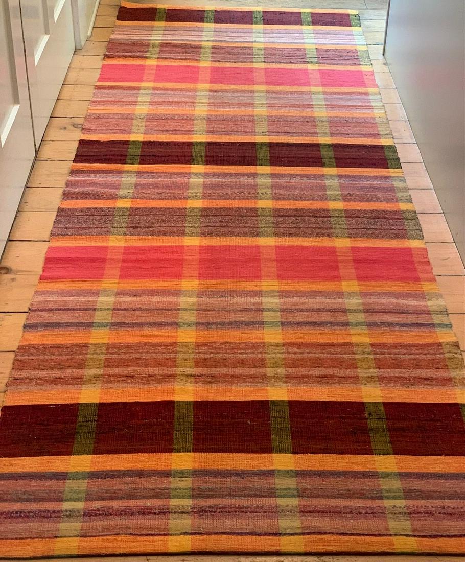 Spectacular Early 20th c Complex Rag Carpet, Unused (1 of 4)