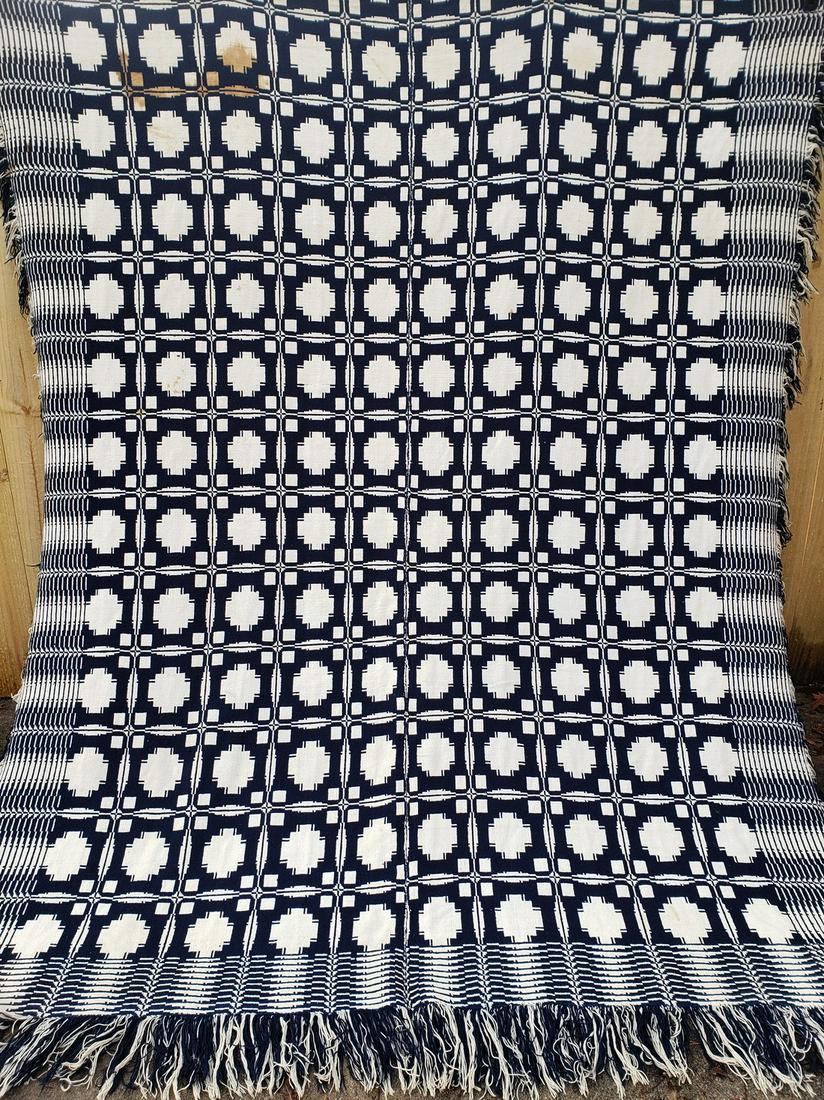 Blue and White 2 panel Coverlet (1 of 7)