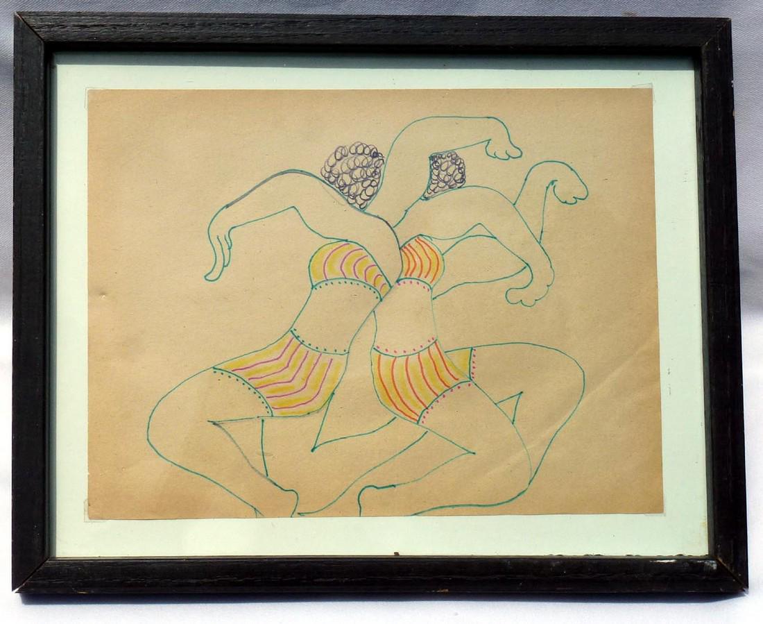 2 intertwined Women Wrestlers by Lewis Smith. (1 of 2)