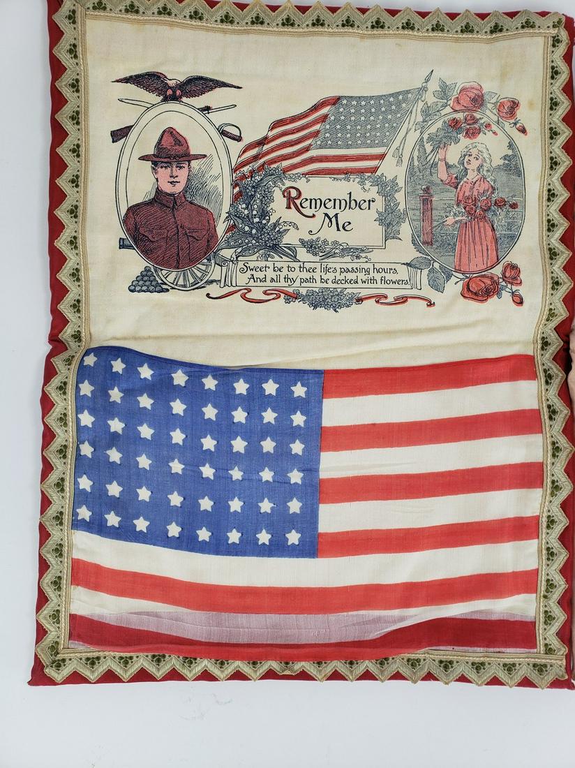 2 Patriotic WW1 Embroidered Silk Handkerchief Pockets (1 of 7)