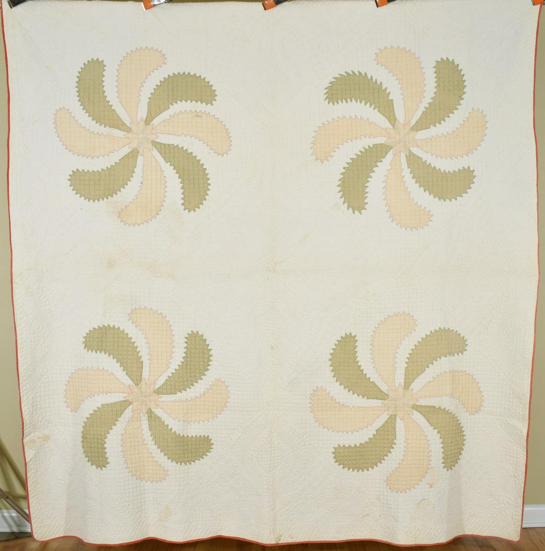 1890's Princess Feather Quilt, Amazing Quilting (1 of 16)