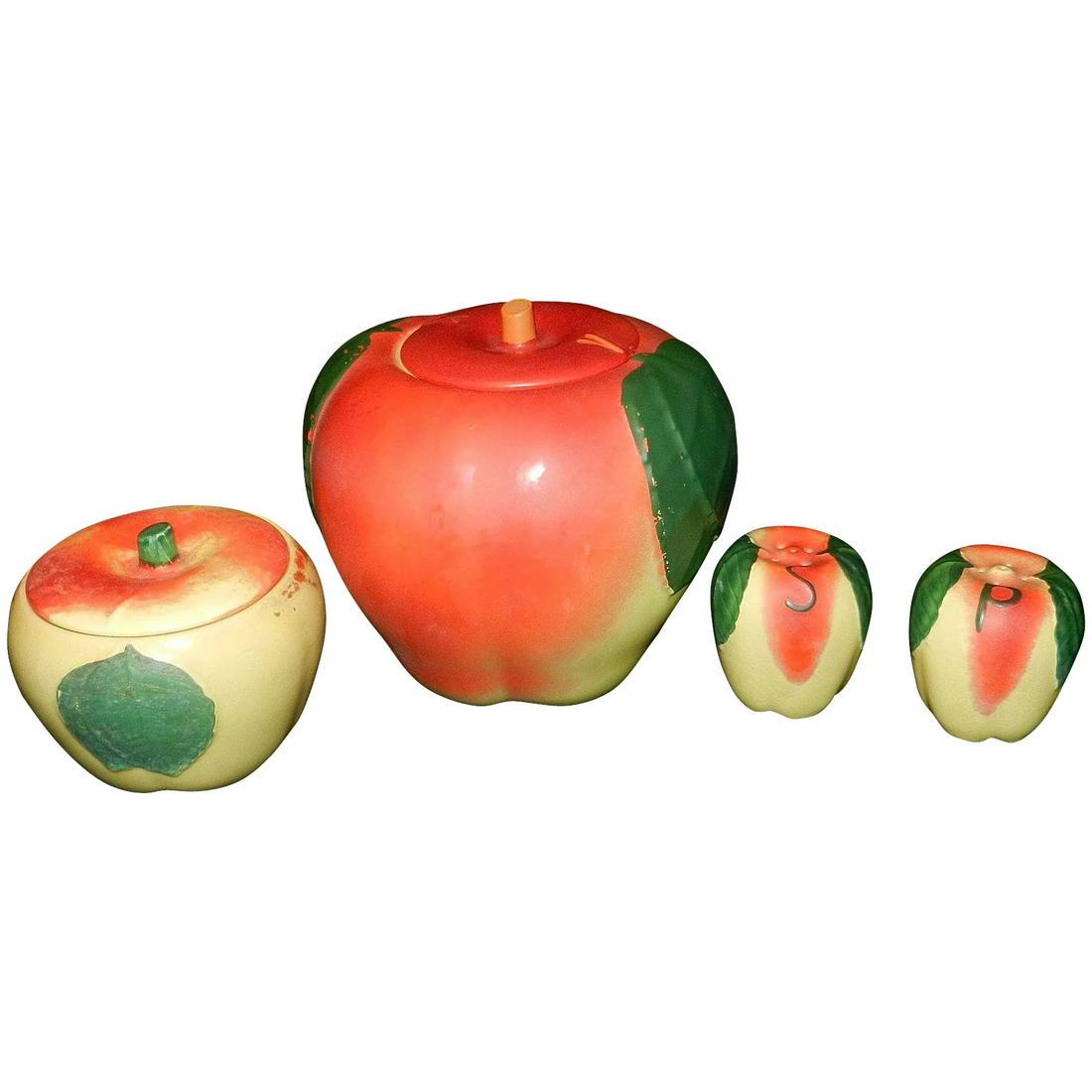 Vintage 1940’s Hull Pottery 4 Piece Apple Kitchen (1 of 10)