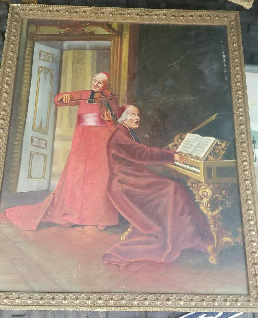 Oil painting two pipes cardinals singing piano great: Great looking piece in good condition. Dates to 1920's. Measures approximately 16 × 20 " with out frame. Shipping: Domestic: Flat-rate of $15.00 to anywhere within the contiguous U.S. Internation