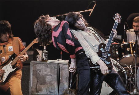 BOB GRUEN - The Rolling Stones, MSG, 1975: Artist: Bob Gruen Title:The Rolling Stones, Madison Square Garden, 1975 Medium: Photo Litho, 2011, China Dimensions: 9x6.15" Description: Heat Wax Mounted on 11x14" Conservation Board Artist Bio: Bob