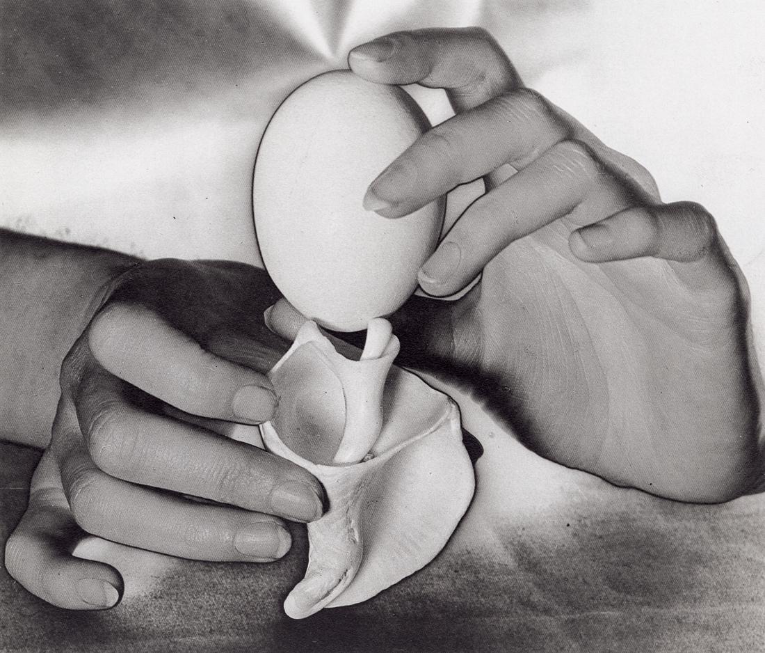 MAN RAY - L'aeuf et la Coquillage, 1931: Artist: Man Ray Title:L'aeuf et la Coquillage, 1931 Medium: Duotone Photo Litho, 1982, France Dimensions: 7.35x6.3" Description: Heat Wax Mounted on 8.5x11" Conservation Board Artist Bio: Man Ray, ori