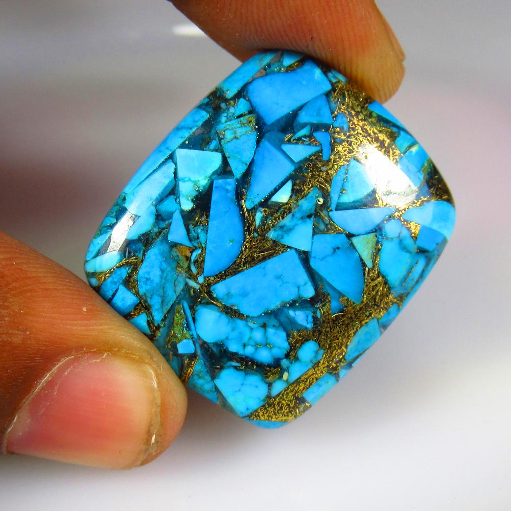 46.15 Ctw Natural Copper Turquoise Cushion Cab (1 of 3)