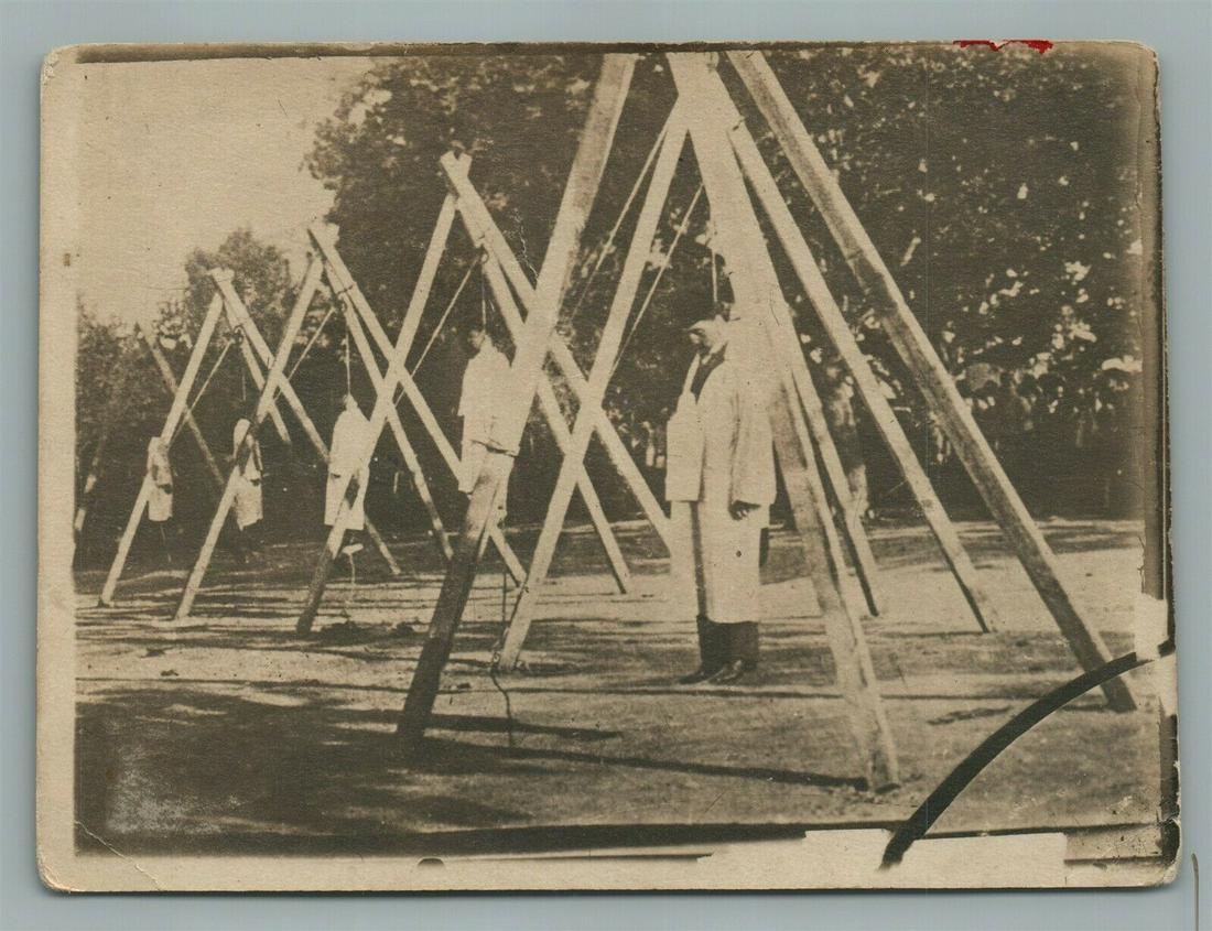 ARMENIAN GENOCIDE by TURKS HANGING MEN ANTIQUE REAL (1 of 4)