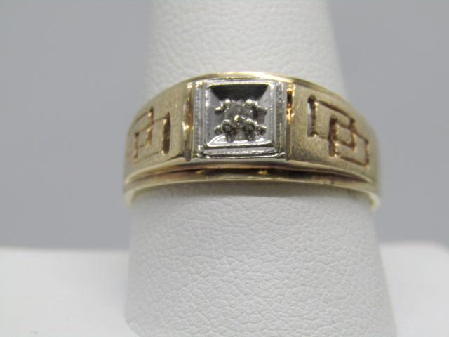 Vintage 10kt Men's Diamond Ring, 9mm, Cut Out Design, (1 of 8)