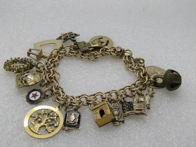 Vintage 12kt G.F. Elco Charm Bracelet, 10kt too, 17 (1 of 10)