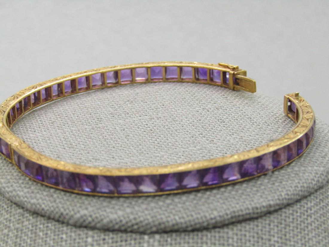 Antique 18kt Amethyst Hinged Bracelet, 6.75",  Appz. (1 of 8)