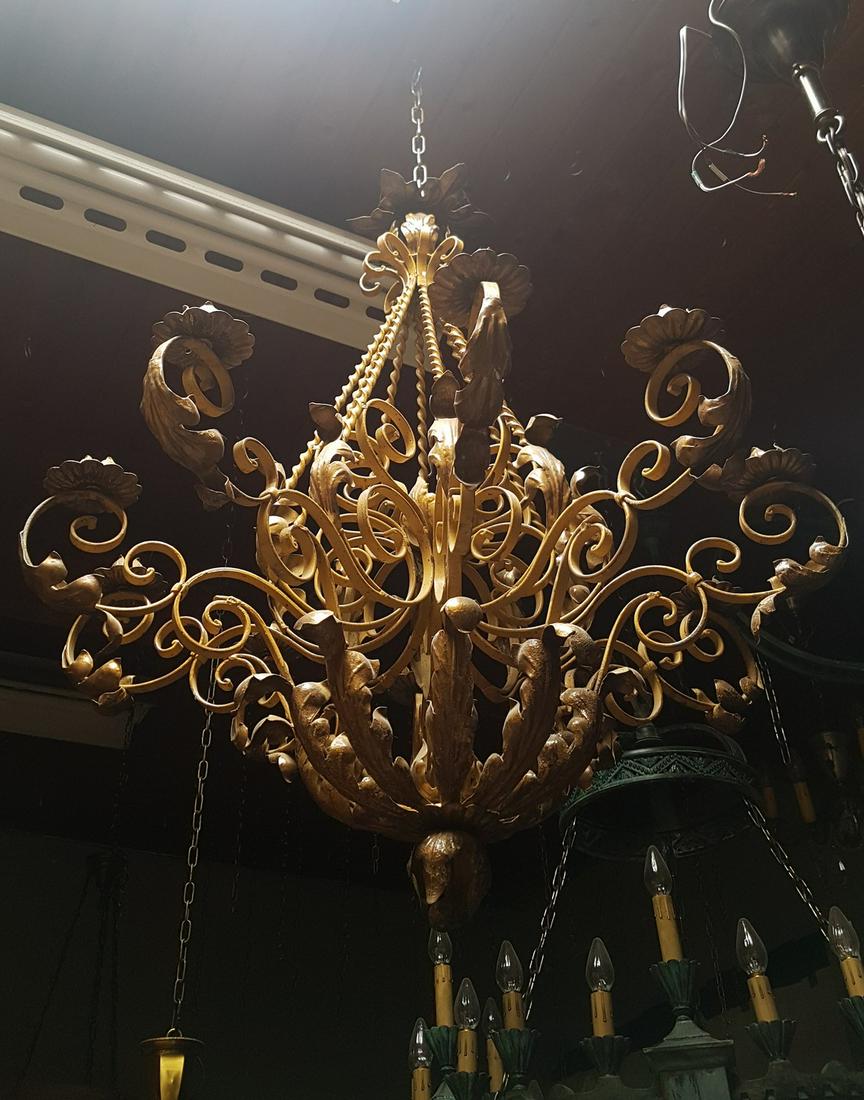 10 Light Monumental Iron Fixture C. 1935 (1 of 4)