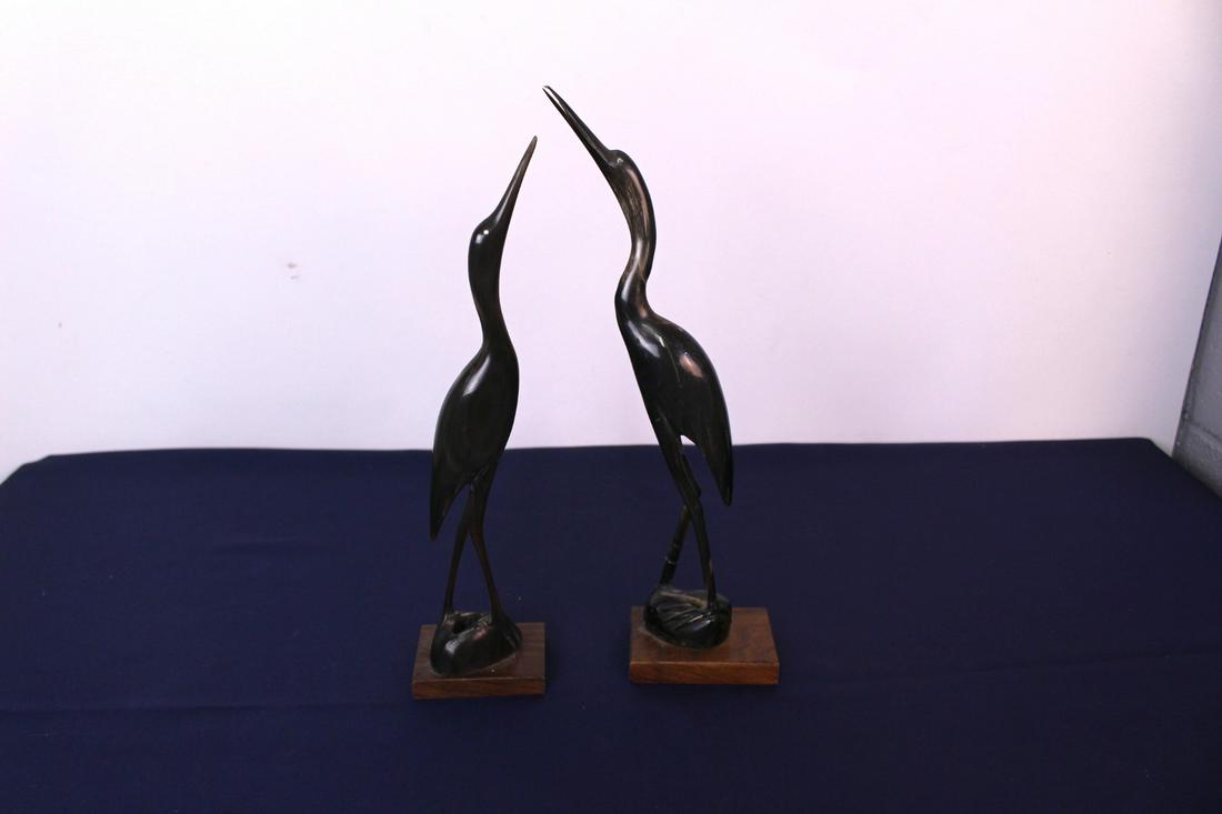 Set of 2 Hand-Craved Hard Stone Crane Figurine by (1 of 9)